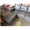 Image 3 : BRAND NEW GREY AIR LEATHER 2 PC SECTIONAL SOFA W/ CUPHOLDERS, AND REMOVABLE PILLOW BACKS, RETAIL $13