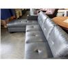 Image 8 : BRAND NEW GREY AIR LEATHER 2 PC SECTIONAL SOFA W/ CUPHOLDERS, AND REMOVABLE PILLOW BACKS, RETAIL $13