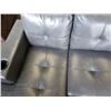 Image 9 : BRAND NEW GREY AIR LEATHER 2 PC SECTIONAL SOFA W/ CUPHOLDERS, AND REMOVABLE PILLOW BACKS, RETAIL $13