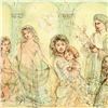 Image 2 : Edna Hibel (1917-2014), "Solomon's Court" Limited Edition Lithograph on Rice Paper, Numbered and Han