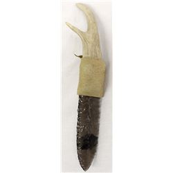Native American Antler and Obsidian Knife