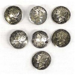 7 Navajo Mercury Dime Buttons