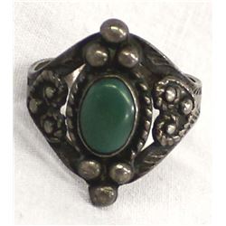 Vintage Navajo Route 66 Sterling Turquoise Ring