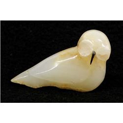 Carved White Marble Owl Fetish