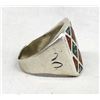 Image 3 : Vintage Navajo Sterling & Chip Inlay Ring, Size 9
