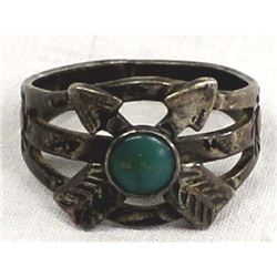 Vintage Navajo Route 66 Sterling Turquoise Ring