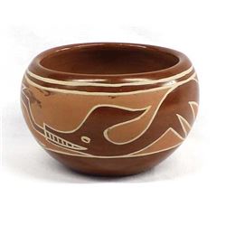 Historic Santa Clara Pottery Avanyu Bowl