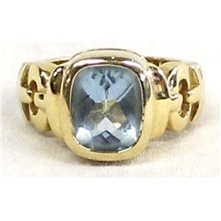 14K Blue Topaz Ring, Size 5.5