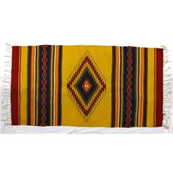 Colorful Zapotec Wool Textile Fringed Rug