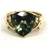 Image 1 : 14K Gold Faceted Green Tourmaline Ring, Sz 6.5