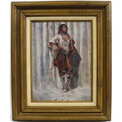 Native American Oak Framed Matted Print