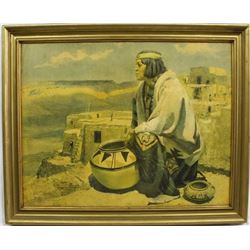Framed Taking a Rest Native American Print