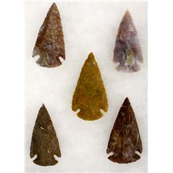 5 Stone Arrowheads, Age & Origin Unknown