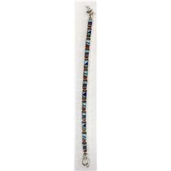 Zuni Sterling Inlay Link Bracelet