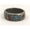 Image 3 : Native American Sterling Chip Inlay Ring, Sz 10.5