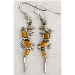 Native American Sterling Inlay Lizard Earrings