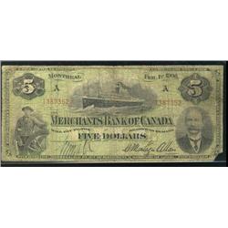 The Merchants Bank of Canada  1906  $5 