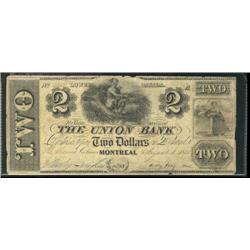 The Union Bank  1838  $2  Montreal  725