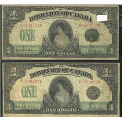 Lot of two different 1917 $1 notes. Inc