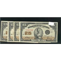 Lot of 4 shinplasters dated 1923 with d