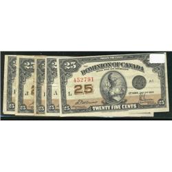 Lot of 5 shinplasters dated 1923 with d