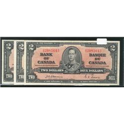 Complete 1937 $2 signature set.  Includ