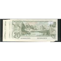 Lot of seven sequential 1979  $20 notes