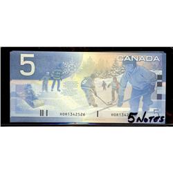 2005 $5 Insert notes.  BC-62bA prefix H