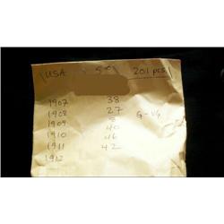 USA  Lot of 201 Liberty 5 cents; 1907 (