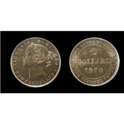 1870  3 Dot  Obverse 1  Nfld $2 Gold  I