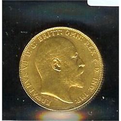 1909-C Sovereign  AU-55, brilliant and 