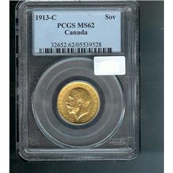 1913-C Sovereign  PCGS MS62, fully bril