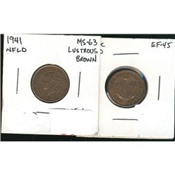 1941c 1 cent MS-62 red/brown, 1944c 1 c