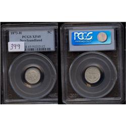 1873H 5 cents PCGS EF45.  Brilliant wit