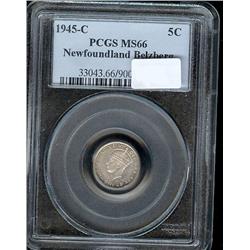 1945-C  Nfld 5 cents  PCGS MS-66, Attra