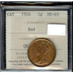 1916  ICCS MS65 Red,  80% red lustre.  