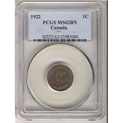 1922 1¢.  A lustrous brown exampl certi