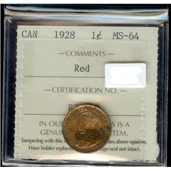 1928  ICCS MS64 Red,  75% red lustre.  