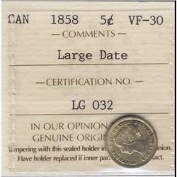 1858 5¢ Large Date.  A great example gr