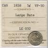 Image 1 : 1858 5¢ Large Date.  A great example gr