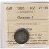 Image 1 : 1885 10¢.  Key date coin graded ICCS VF