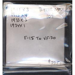 1911 (3), 1915 (4), 1933 (3), 1934.  Gr