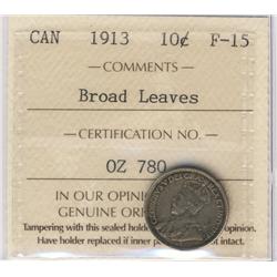 1913 10¢ Broad leaf.  A date and variet