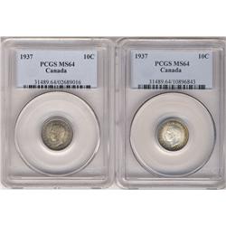 1937 10¢.  Lot of two PCGS MS64 example