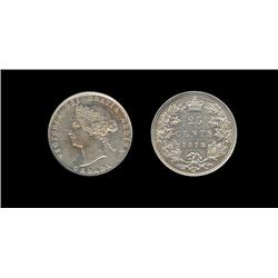 1875H 25¢ ICCS AU50  Brilliant with som
