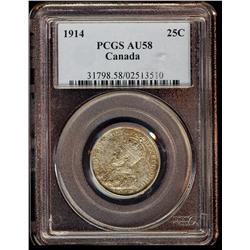 1914 25¢.  A flshy example with golden 