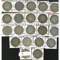 Lot of 18 George V pieces.  1911 (4), 1