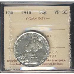 1918 50¢. A nice bright example graded 