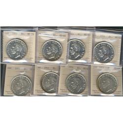 1951 $1.  Lot of 8 ICCS certified coins