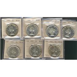 1953 $1.  Lot of 7 ICCS certified examp